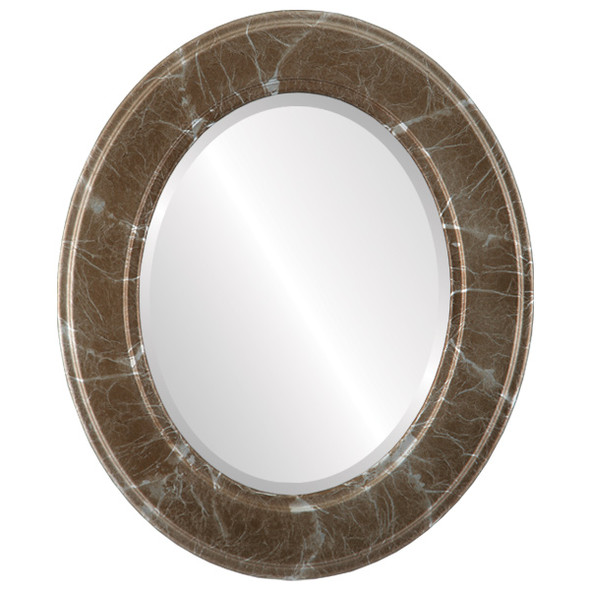 Montreal Beveled Oval Mirror Frame in Champagne Silver