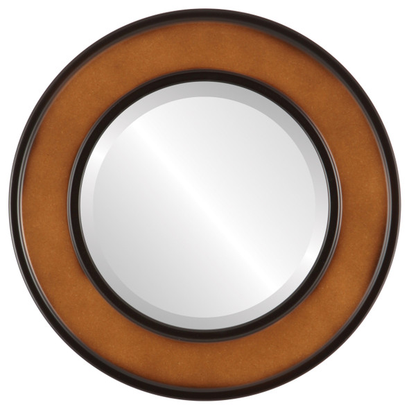 Montreal Beveled Round Mirror Frame in Walnut