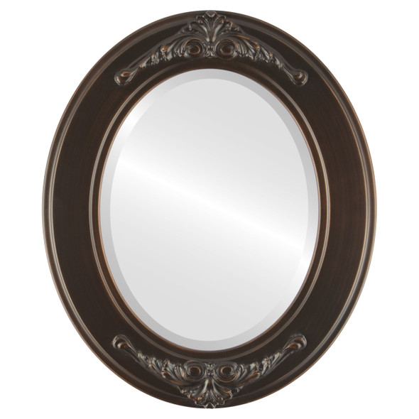Ramino Beveled Oval Mirror Frame in Rubbed Bronze