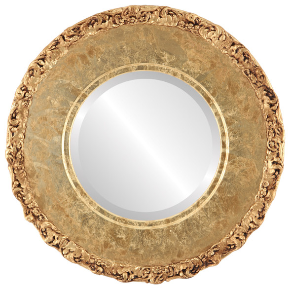 Williamsburg Beveled Round Mirror Frame in Champagne Gold