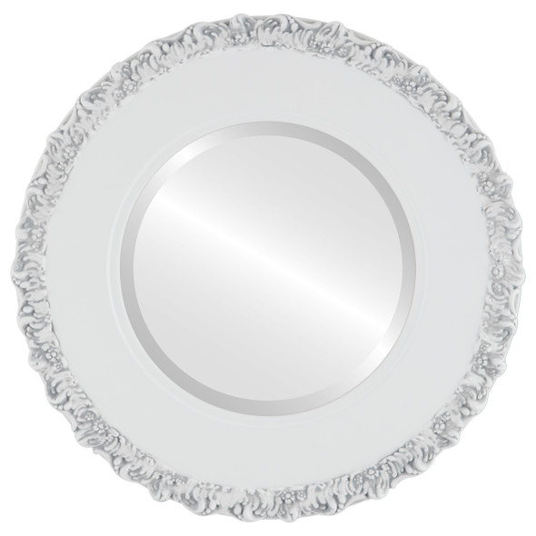 Williamsburg Beveled Round Mirror Frame in Linen White