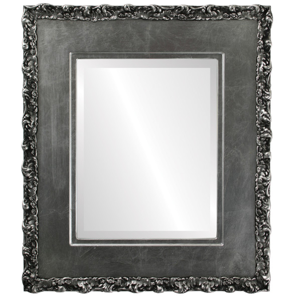 Williamsburg Beveled Rectangle Mirror Frame in Silver Leaf with Black Antique
