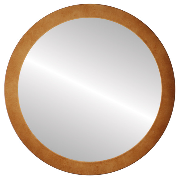 Manhattan Flat Round Mirror Frame in Burnished Gold