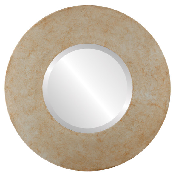 Tribeca Beveled Round Mirror Frame in Burnished Silver