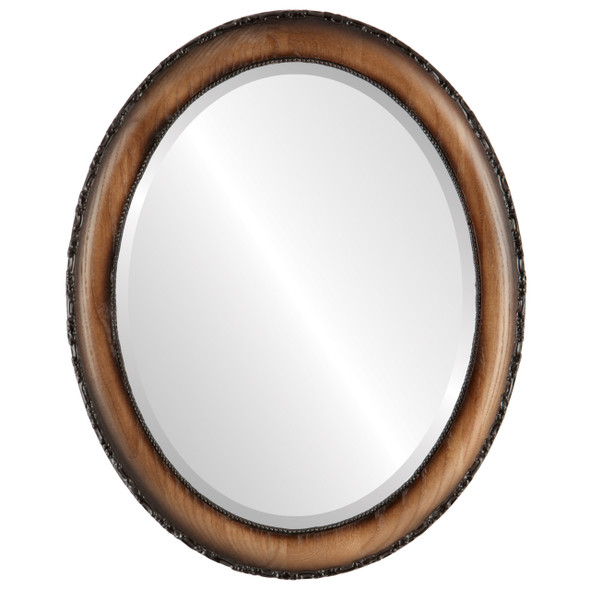 Brookline Beveled Oval Mirror Frame in Toasted Oak