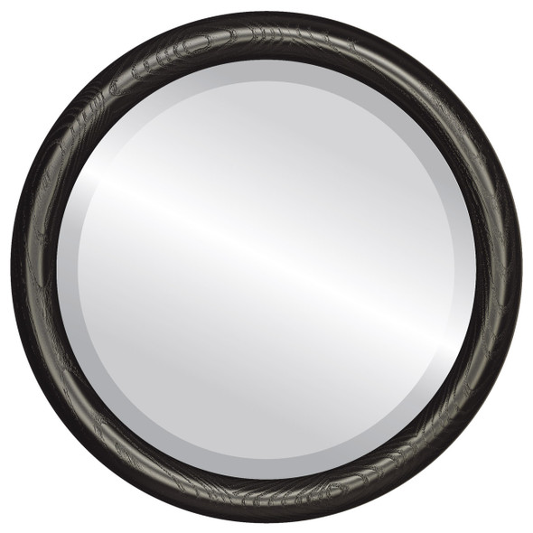 Sydney Beveled Round Mirror Frame in Matte Black