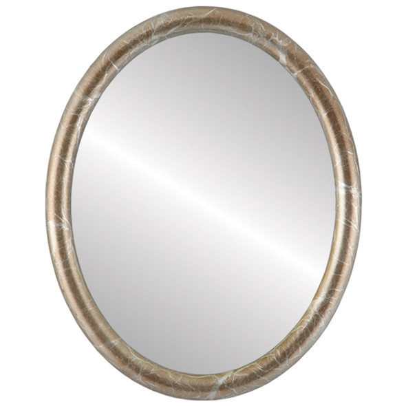 Pasadena Flat Oval Mirror Frame in Champagne Silver