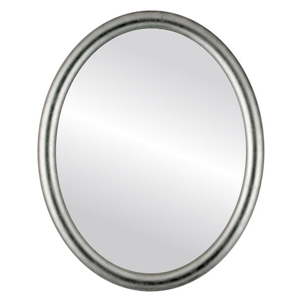 Pasadena Flat Oval Mirror Frame in Silver with Black Antique