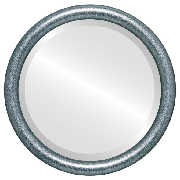 Pasadena Beveled Round Mirror Frame in Black Silver