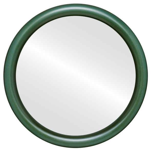 Pasadena Flat Round Mirror Frame in Hunter Green