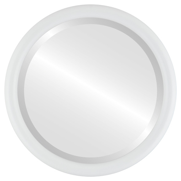 Pasadena Beveled Round Mirror Frame in Linen White