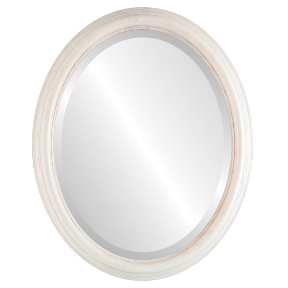 Melbourne Beveled Oval Mirror Frame in Country White