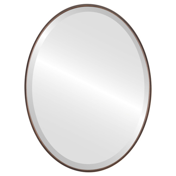 Singapore Bevelled Oval Mirror Frame in Rubbed Bronze