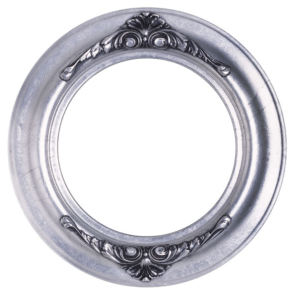 Winchester Round Picture Frame - Silver Leaf with Black Antique
