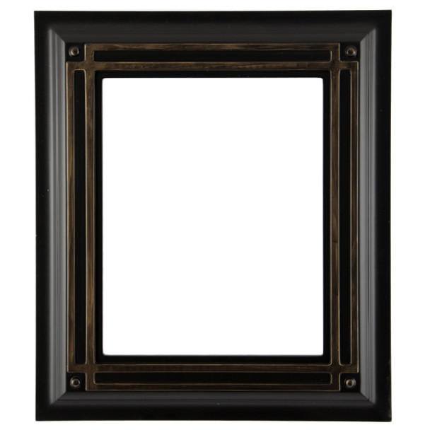 Imperial Rectangle Frame # 490 - Matte Black with Gold Lip