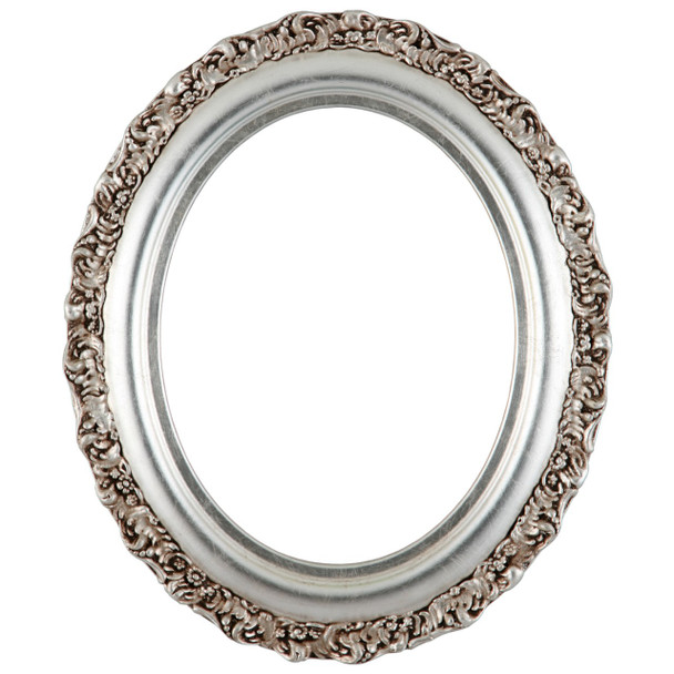 Venice Oval Frame # 454 - Silver Leaf with Brown Antique