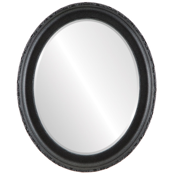 Kensington Beveled Oval Mirror Frame in Black Silver