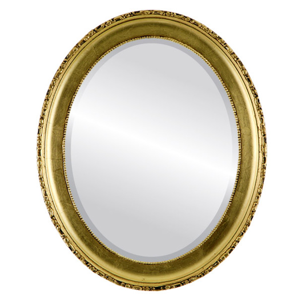 Kensington Beveled Oval Mirror Frame in Gold Leaf