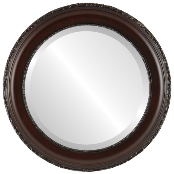 Kensington Beveled Round Mirror Frame in Vintage Cherry