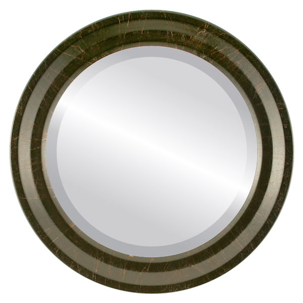 Newport Beveled Round Mirror Frame in Veined Onyx