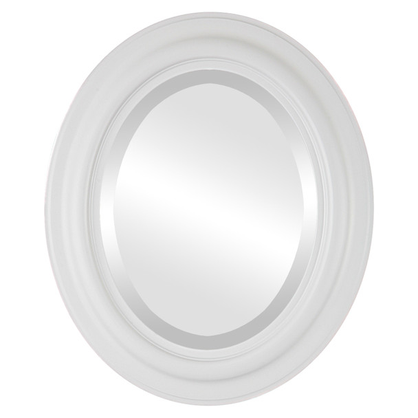 Lancaster Beveled Oval Mirror Frame in Linen White