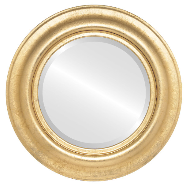 Lancaster Beveled Round Mirror Frame in Gold Leaf