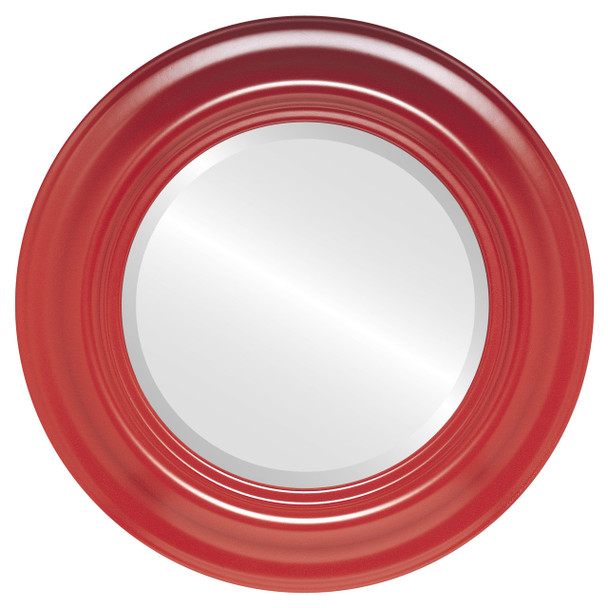 Lancaster Beveled Round Mirror Frame in Holiday Red
