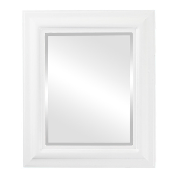 Lancaster Beveled Rectangle Mirror Frame in Linen White