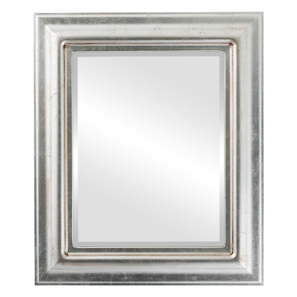 Lancaster Beveled Rectangle Mirror Frame in Silver Leaf with Brown Antique