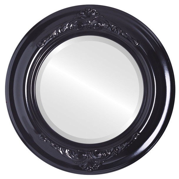 Winchester Beveled Round Mirror Frame in Gloss Black