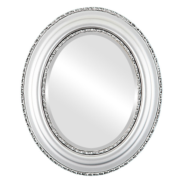 Somerset Beveled Oval Mirror Frame in Silver Spray