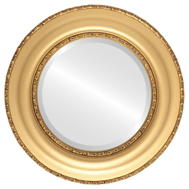 Somerset Beveled Round Mirror Frame in Gold Spray