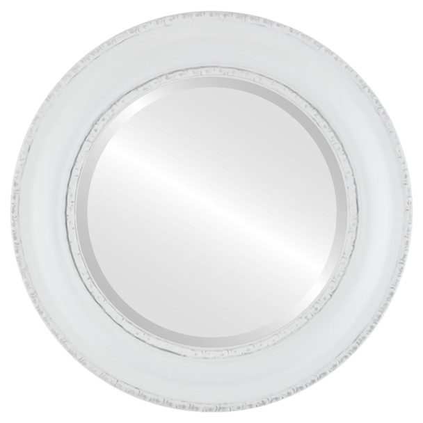 Somerset Beveled Round Mirror Frame in Linen White