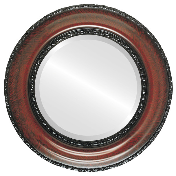 Somerset Beveled Round Mirror Frame in Vintage Cherry