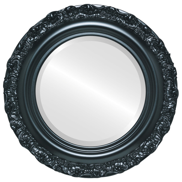 Venice Beveled Round Mirror Frame in Matte Black