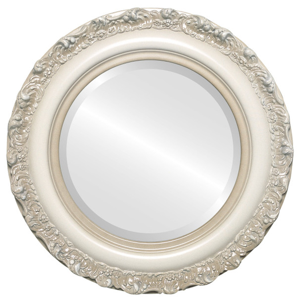 Venice Beveled Round Mirror Frame in Taupe