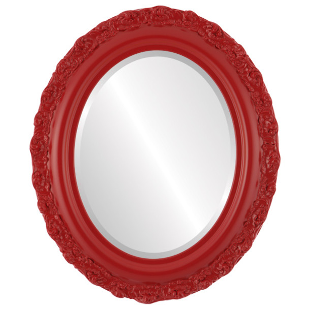 Venice Beveled Oval Mirror Frame in Holiday Red