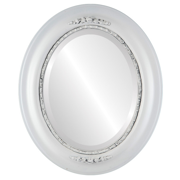 Boston Beveled Oval Mirror Frame in Linen White