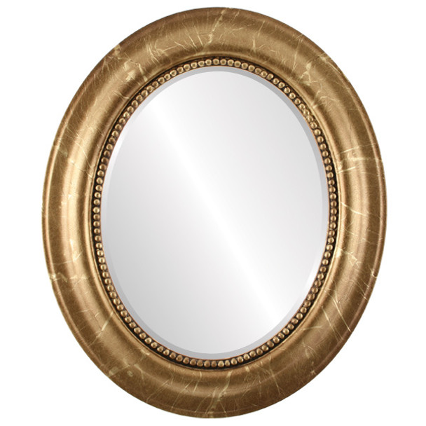 Heritage Beveled Oval Mirror Frame in Champagne Gold