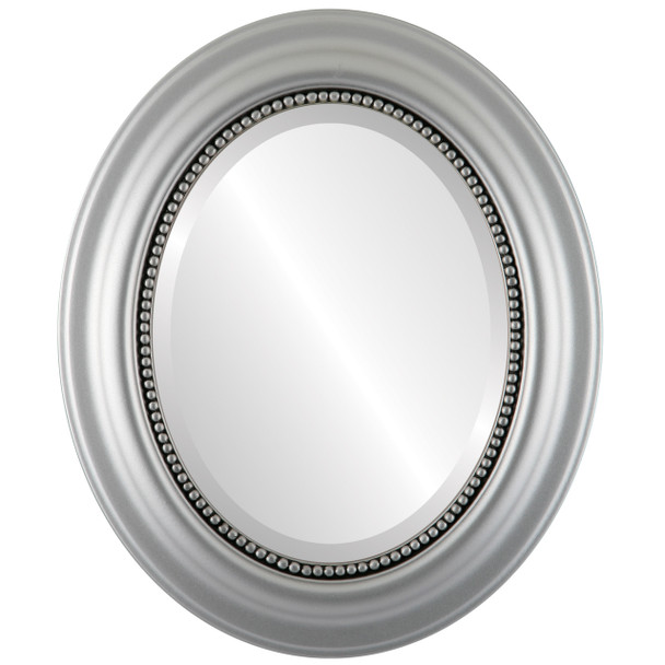 Heritage Beveled Oval Mirror Frame in Silver Spray