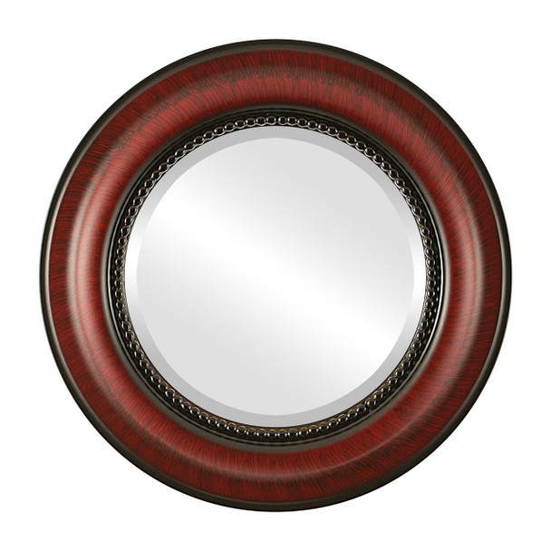 Heritage Beveled Round Mirror Frame in Vintage Cherry