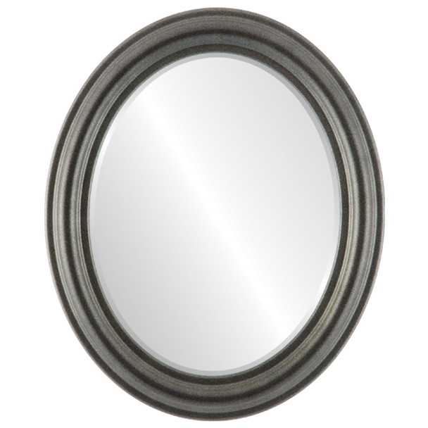 Philadelphia Beveled Oval Mirror Frame in Black Silver