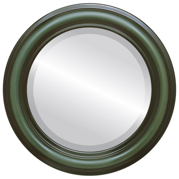 Philadelphia Beveled Round Mirror Frame in Hunter Green