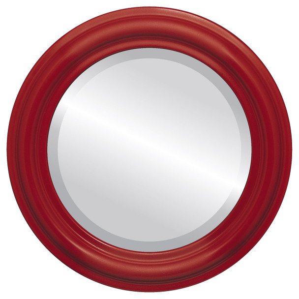 Philadelphia Beveled Round Mirror Frame in Holiday Red