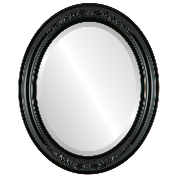 Florence Beveled Oval Mirror Frame in Gloss Black