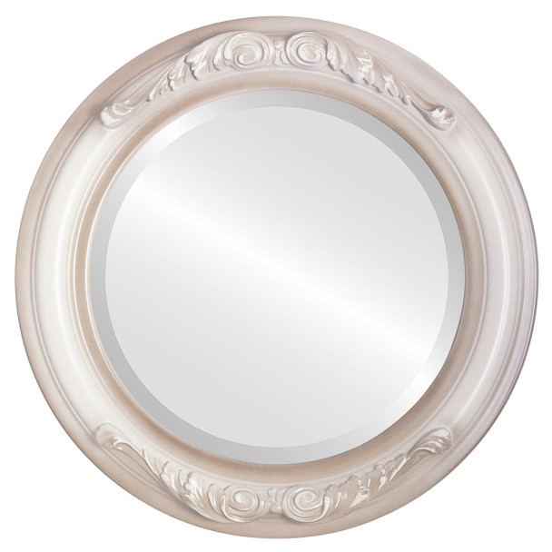 Florence Beveled Round Mirror Frame in Taupe