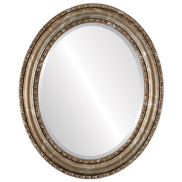 Dorset Beveled Oval Mirror Frame in Champagne Silver