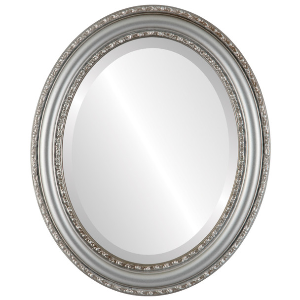 Dorset Bevelled Oval Mirror Frame in Silver Shade