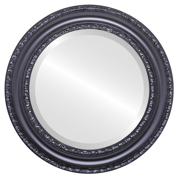 Dorset Beveled Round Mirror Frame in Matte Black