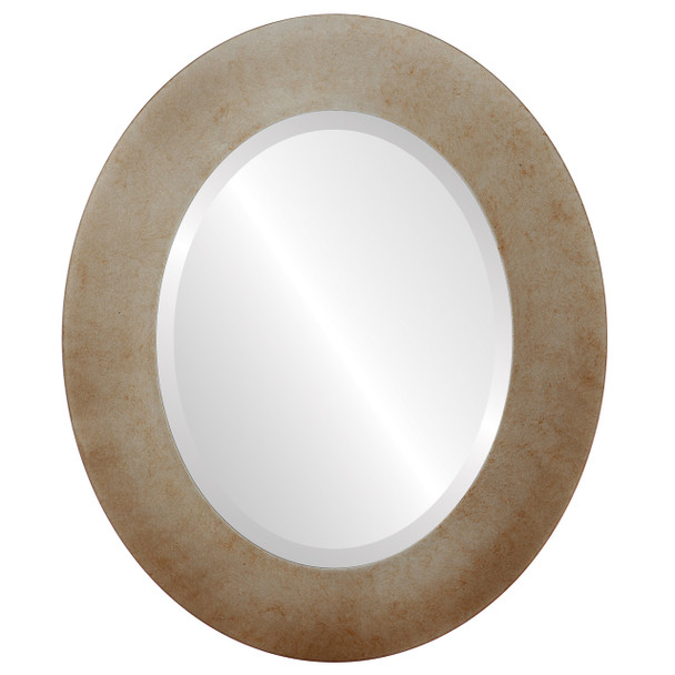 Cafe Beveled Oval Mirror Frame in Burnished Silver